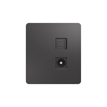 Розетка ROUND компьютерная RJ45 кат6 + TV с/у титан KRANZ