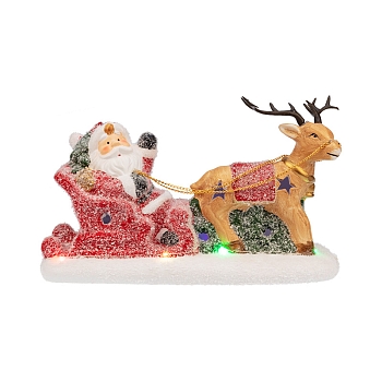 Керамическая фигурка Дед Мороз в санях 30,5х12,2х17,2 см