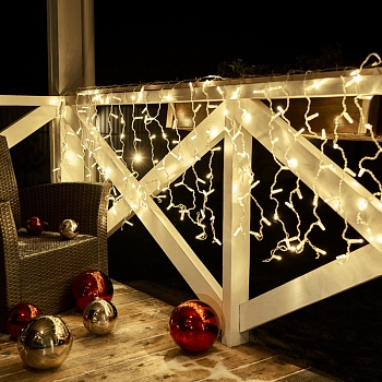 Гирлянда светодиодная Занавес 2х0,8м 160 LED ТЕПЛЫЙ БЕЛЫЙ прозрачный ПВХ IP65 эффект мерцания 230В нужен блок 303-500-1 NEON-NIGHT