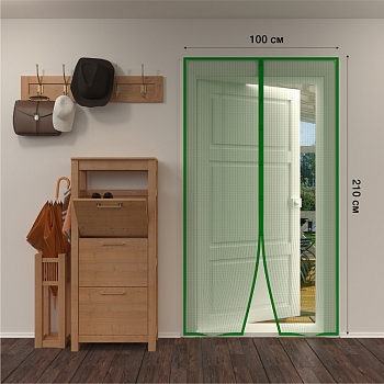 Дверная антимоскитная сетка 210х100см, с магнитами по всей длине, зеленая REXANT