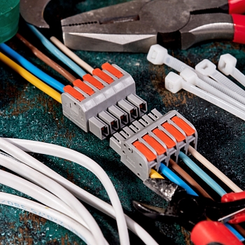 Клемма СМК 222-425R проходная разъемная 5 полюсов серая 0,2-2,5/4мм² (20 шт/уп) REXANT