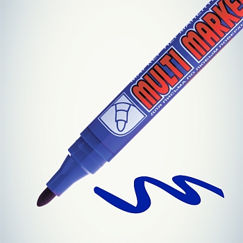 Маркер перманентный Multi Marker 3мм, синий, пулевидный Crown