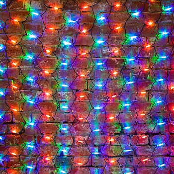 Гирлянда светодиодная Сеть 2x3м 432 LED МУЛЬТИ черный каучук IP67 постоянное свечение 230В блок в комплекте NEON-NIGHT