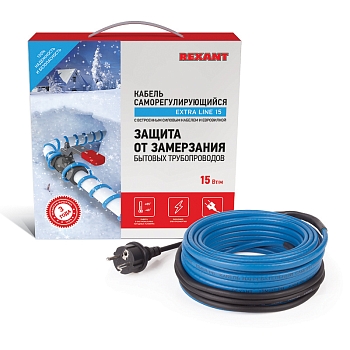Кабель греющий саморегулирующийся 15MSR-PB, на трубу, 15м/225Вт REXANT