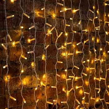 Гирлянда светодиодная Занавес 2х3м 448 LED ТЕПЛЫЙ БЕЛЫЙ прозрачный ПВХ IP65 эффект мерцания 230В нужен блок 303-500-1 NEON-NIGHT