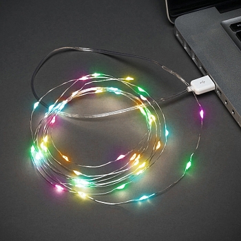 Гирлянда светодиодная Роса 2м, 20LED, RGB, IP20, USB NEON-NIGHT