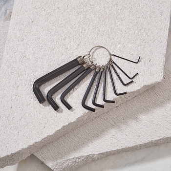 Набор ключей имбусовых HEX KRANZ 1,5-10 мм, CrV, 10 шт., оксидированные, на кольце