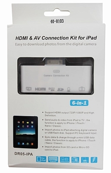 AV адаптер 6 в 1 на HDMI, USB, microSD, SD, 3.5 мм, microUSB