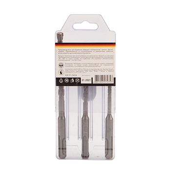 Набор буров по бетону 5х110х50, 6х110х50, 8х160х100мм, 3 шт, в пластиковой коробке SDS PLUS KRANZ