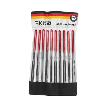 Набор надфилей 160х4мм, обрезиненные рукоятки, 10 шт. KRANZ