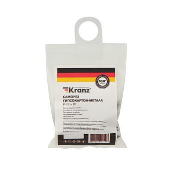 Саморез гипсокартон-дерево 3,5х19 мм, пакет (50 шт/уп) KRANZ