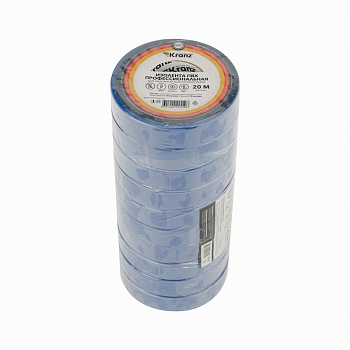 Изолента ПВХ профессиональная, 0,18х19мм, 20м, синяя KRANZ