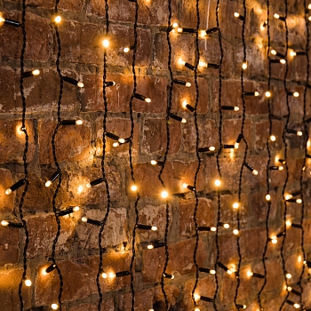 Гирлянда светодиодная Занавес 2х3м 600 LED ТЕПЛЫЙ БЕЛЫЙ черный ПВХ IP65 постоянное свечение 230В нужен блок 303-500