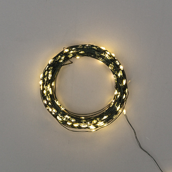 Гирлянда светодиодная Роса с контроллером 50м, 500LED, ТЕПЛЫЙ БЕЛЫЙ, IP20, 230В, зеленый провод NEON-NIGHT