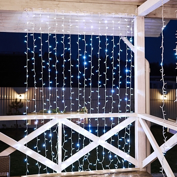 Гирлянда светодиодная Занавес 2х3м 448 LED БЕЛЫЙ прозрачный ПВХ IP65 эффект мерцания 230В нужен блок 303-500-1 NEON-NIGHT