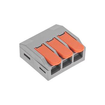 Универсальная клемма СМК 222-613/221-613, 3-проводная серая 0,5-4/6 мм² (блистер 5 шт/уп) REXANT