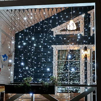 Гирлянда светодиодная Занавес 2х3м 600 LED БЕЛЫЙ черный ПВХ IP65 эффект мерцания 230В нужен блок 303-500 NEON-NIGHT