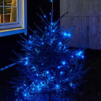 Гирлянда Нить управляемая 10м 100 LED СИНИЙ черный ПВХ IP65 свечение с динамикой 230В контроллер в комплекте NEON-NIGHT