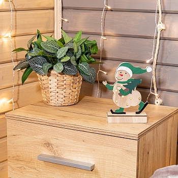 Деревянная фигурка с подсветкой Снеговик 18 см NEON-NIGHT