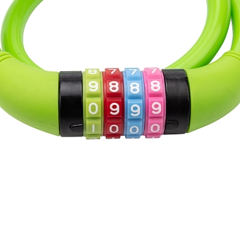 Замок тросовый кодовый взломостойкий для велосипедов и колясок 65см зеленый ЧЕТЫРЕ СЕЗОНА