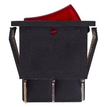 Выключатель клавишный 250В 15А (6с) ON-OFF красный с подсветкой, двойной REXANT