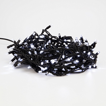 Гирлянда светодиодная Нить 10м 200 LED БЕЛЫЙ черный каучук IP67 эффект мерцания 230В соединяется нужен блок 315-000 NEON-NIGHT