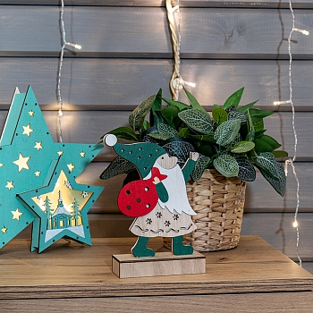 Деревянная фигурка с подсветкой Дед Мороз 18 см NEON-NIGHT