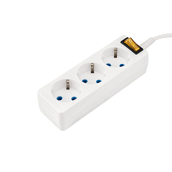 Удлинитель PREMIUM 3 гнезда, 1,5м, 3х0,75мм², с/з, с кнопкой, белый PROconnect