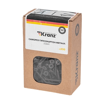 Саморез гипсокартон-металл 3,5х41 мм, короб (200 шт/уп) KRANZ