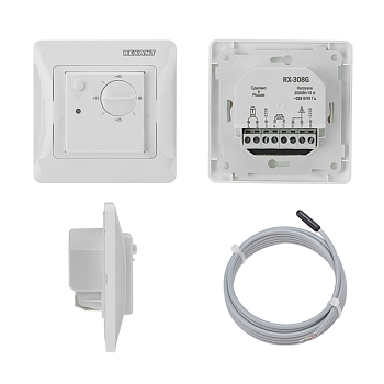 Терморегулятор механический RX-308G, совместим с Schneider серии Glossa, Atlas, Sedna, W59, белый REXANT