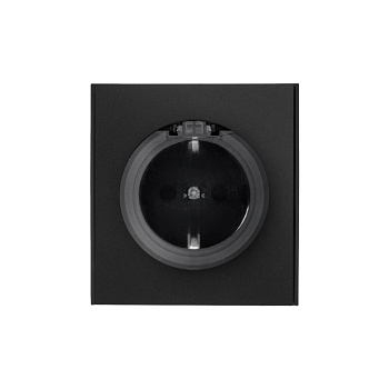 Розетка STRONG 1-ая с/з с/у, со шторками и крышкой 16А антрацит KRANZ