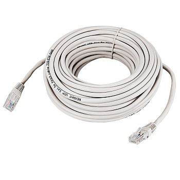 Шнур коммутационный, патч-корд U/UTP RJ45-RJ45, CAT 5e, PVC серый, 20м REXANT