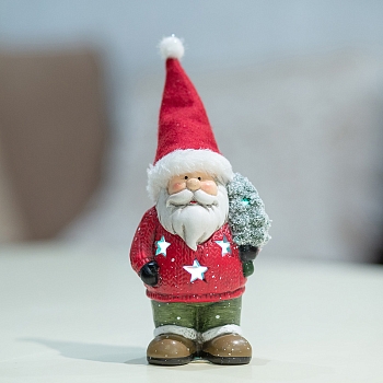 Керамическая фигурка Дед Мороз с елкой 9x6x14 см