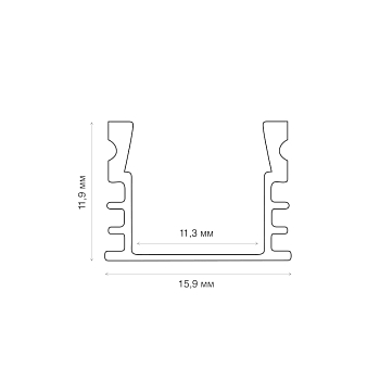 Комплект накладного алюминиевого профиля с рассеивателем, 16х12мм, 1м, REXANT