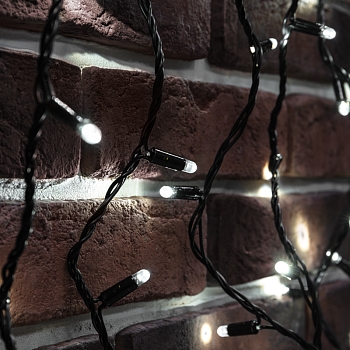 Гирлянда светодиодная Нить 10м 100 LED БЕЛЫЙ черный ПВХ IP65 постоянное свечение 230В соединяется нужен блок 303-500 NEON-NIGHT