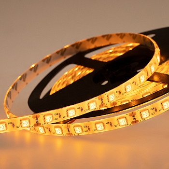 Лента светодиодная 12В, SMD5050, 14,4Вт/м, 60 LED/м, желтый, 10мм, 5м, IP65 LAMPER