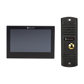 Цветной монитор видеодомофона 7" формата AHD (модель AC-438) в комплекте с вызывной видеопанелью с кнопкой SECURIC