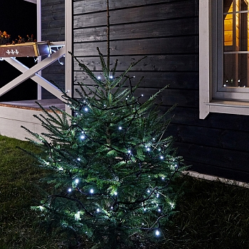 Гирлянда Нить управляемая 10м 100 LED БЕЛЫЙ черный ПВХ IP65 свечение с динамикой 230В нужен контроллер 217-204 NEON-NIGHT