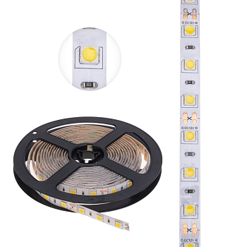 Лента светодиодная 12В, SMD5050, 14,4Вт/м, 60 LED/м, 2700К, 10мм, 3м, для БП с клеммами, IP65 LAMPER