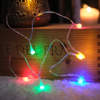 Гирлянда светодиодная Шарики 1,5 м, 10 LED, прозрачный ПВХ, цвет свечения мультиколор, 2 х АА (батарейки не в комплекте) NEON-NIGHT