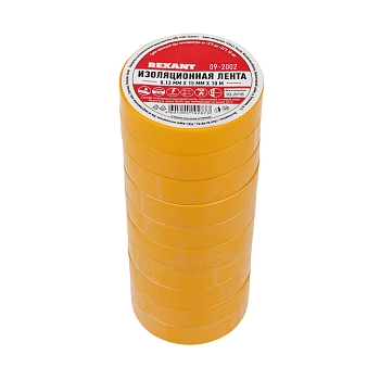 Изолента ПВХ 15 мм х 10 м, желтая, упаковка 10 рулонов REXANT