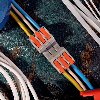 Клемма СМК 222-423R проходная разъемная 3 полюса серая 0,2-2,5/4мм² (40 шт/уп) REXANT