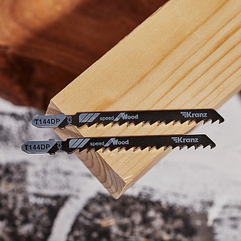 Пилка для электролобзика по дереву T144DP 100 мм 6 зубьев на дюйм 8-60 мм (2 шт./уп.) Kranz