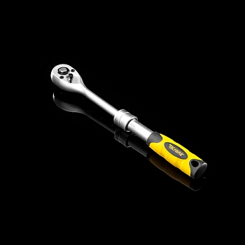 Ключ телескопический трещоточный 1/4, 162-210мм, CrV, двухкомпонентная рукоятка KRANZ