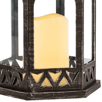 Декоративный фонарь со свечой 18x16,5x31 см, черный корпус, теплый белый цвет свечения NEON-NIGHT