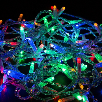 Гирлянда светодиодная Нить 10м 100 LED МУЛЬТИКОЛОР прозрачный ПВХ IP65 постоянное свечение 230В соединяется нужен блок 303-500-1 NEON-NIGHT