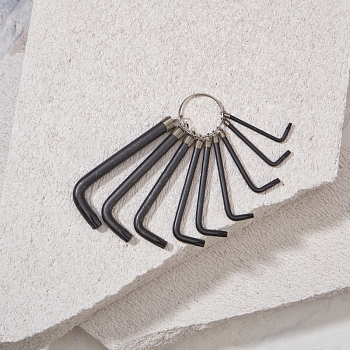 Набор ключей имбусовых TORX KRANZ T10-T50, CrV, 9 шт., оксидированные, на кольце