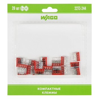 2273-244 Экcпресс-клемма с пастой, 4-проводная до 2,5 мм², (20 шт/уп)  WAGO