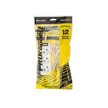 Удлинитель PREMIUM 3 гнезда, 1,5м, 3х0,75мм², с/з, с кнопкой, белый PROconnect