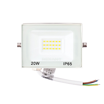 Прожектор светодиодный СДО 20Вт 1600Лм 3000K теплый свет, белый корпус REXANT